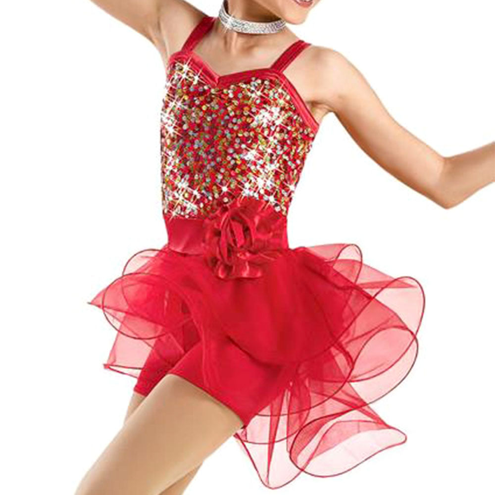 red dress with tutu MiDee Red Two Tone Sequin Ballet Tutu Dance Dress Girl Kids Shiny Jazz Hip-Hop Dance Wear Contemporary Lyrical Dance Skirt Modern Ballet stage Comprtition Performance Costume – MiDee Dance Costume