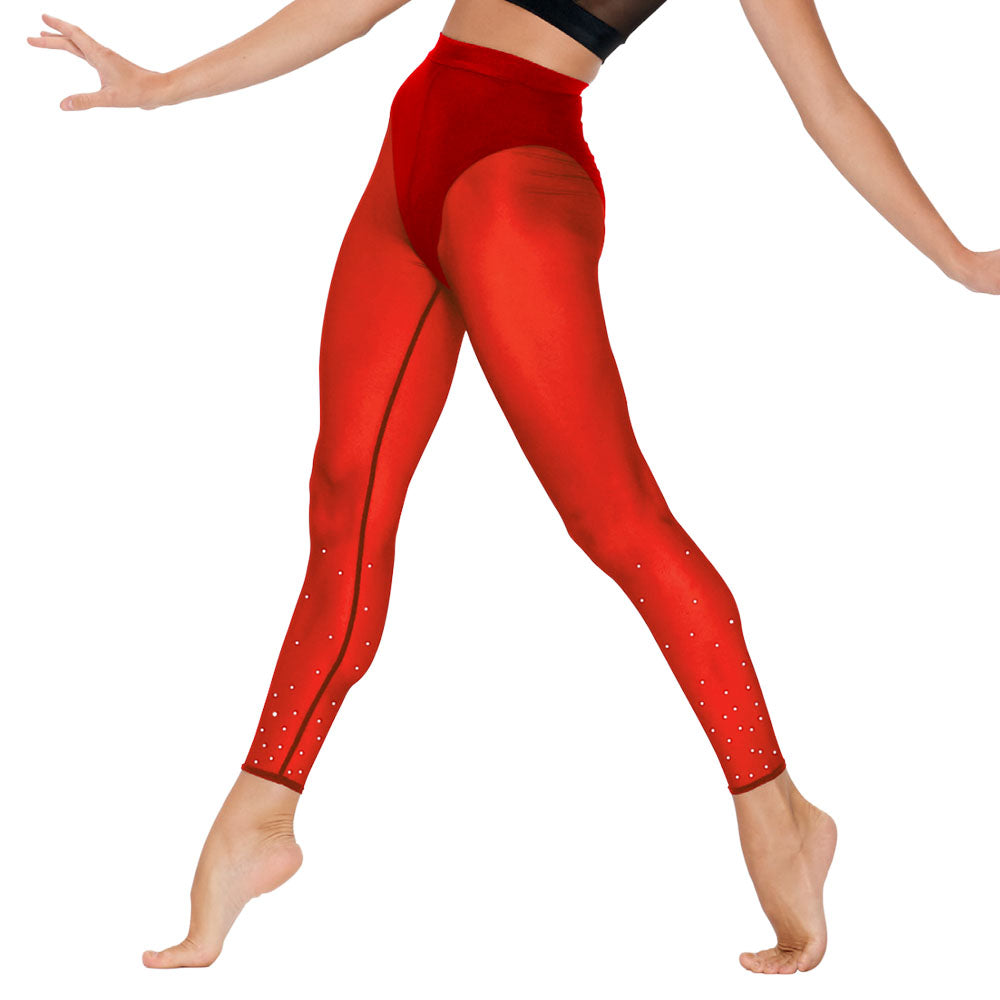 Rhinestone Mesh 9-Point Legging (Include Underwear)
