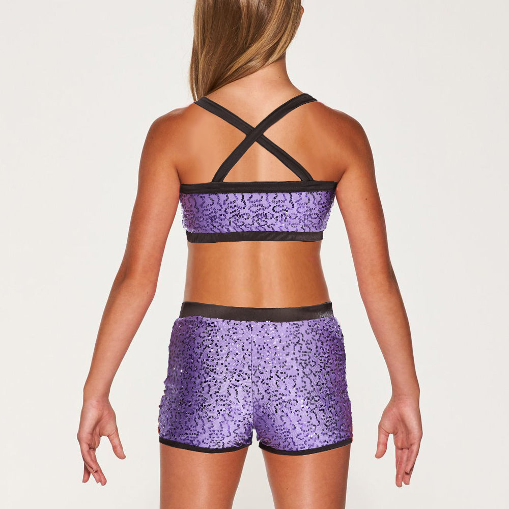 Sequins Crop Top & Shorts Set Suit