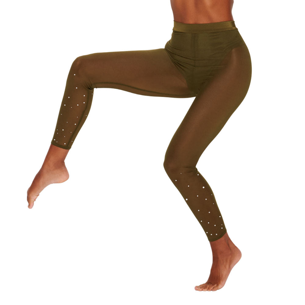Rhinestone Mesh 9-Point Legging (Include Underwear)