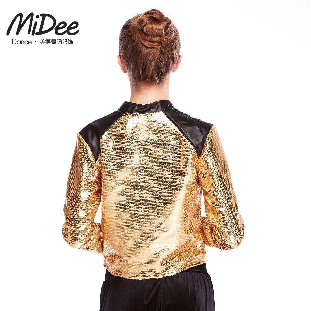 Cool Sequin Leather Jazz Crop Coat Top
