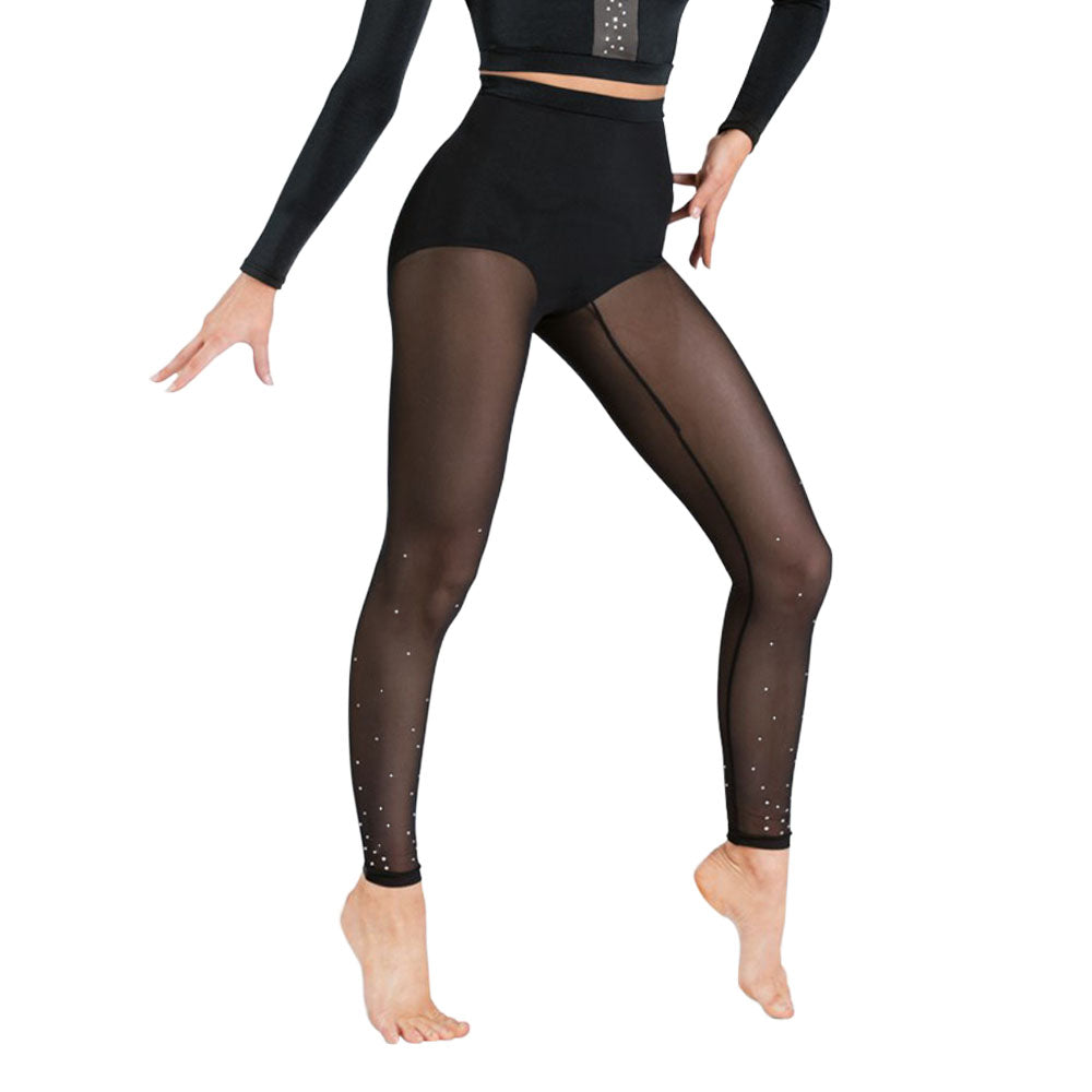 Rhinestone Mesh 9-Point Legging (Include Underwear)