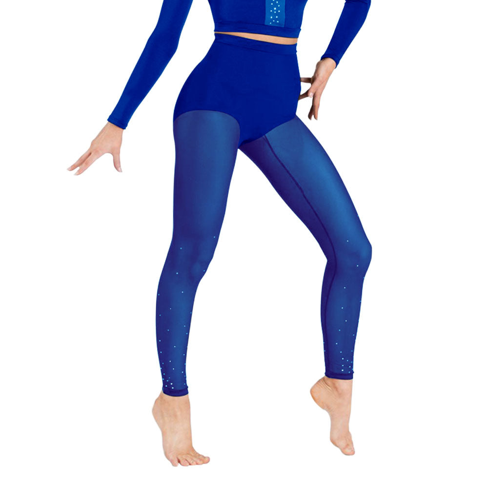 Rhinestone Mesh 9-Point Legging (Include Underwear)