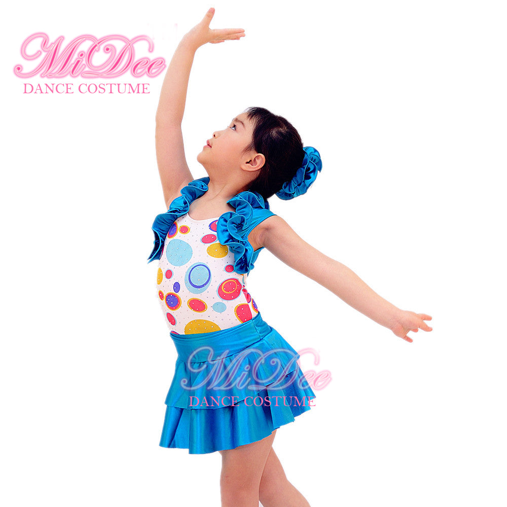 Print Ruffle Rhinestone Neckline Ballet 2 Piece Set
