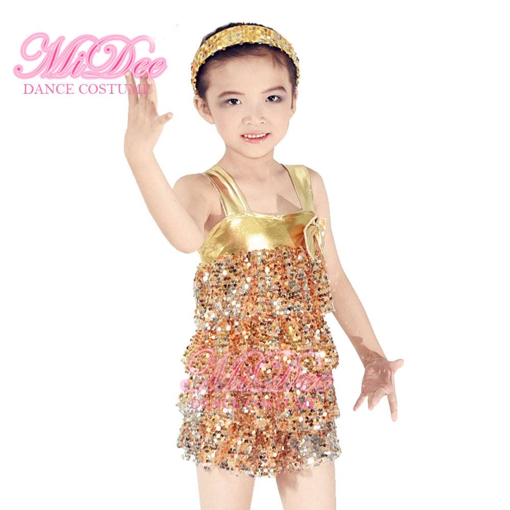Gold Sequin Cake Dance Dress
