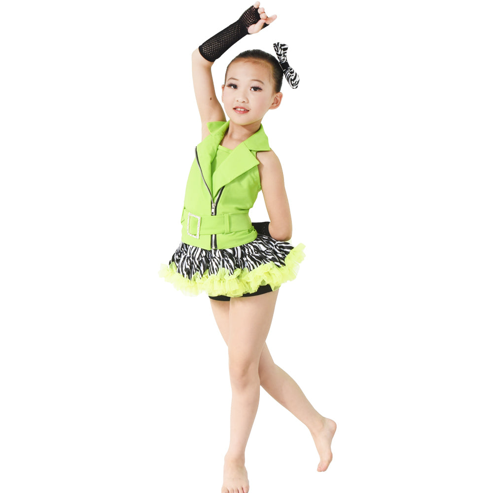 Zebra Green Jazz Dance Outfits