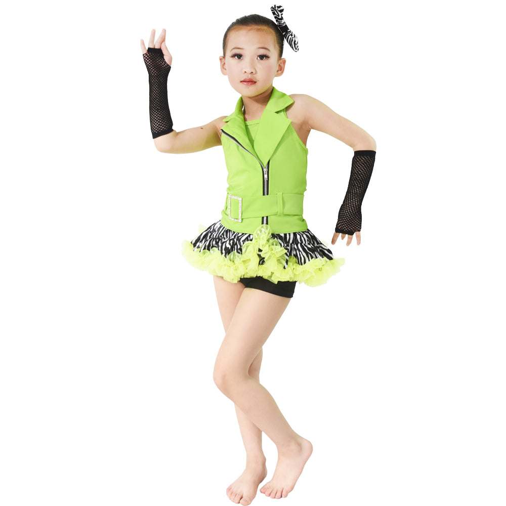 Zebra Green Jazz Dance Outfits