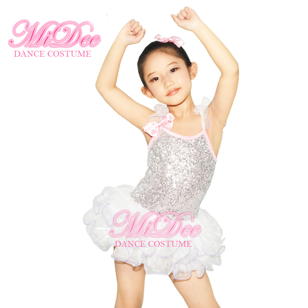 thumbnail image 2 of Girls Sequin Leotard With Tutu Skirt – Sleeveless Ballet Jazz Dance Dress 2 of 6