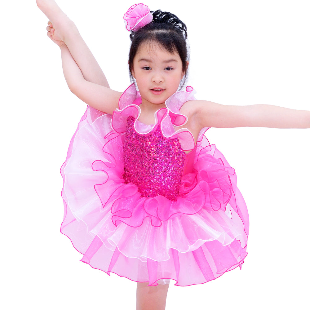 Two-Tones Ruffles Hem Tires Tutu Dresses