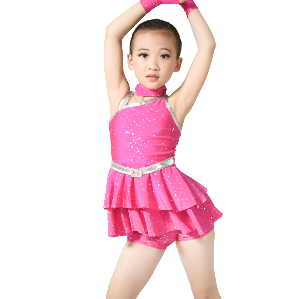 Silver Dot Jazz Dance Leotards Dress