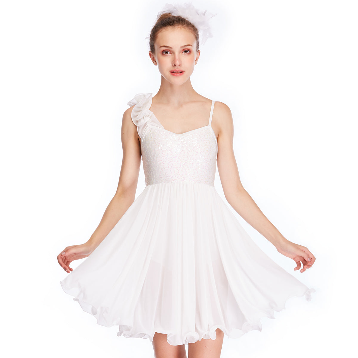 White Ruffle Lyrical Dance Dress