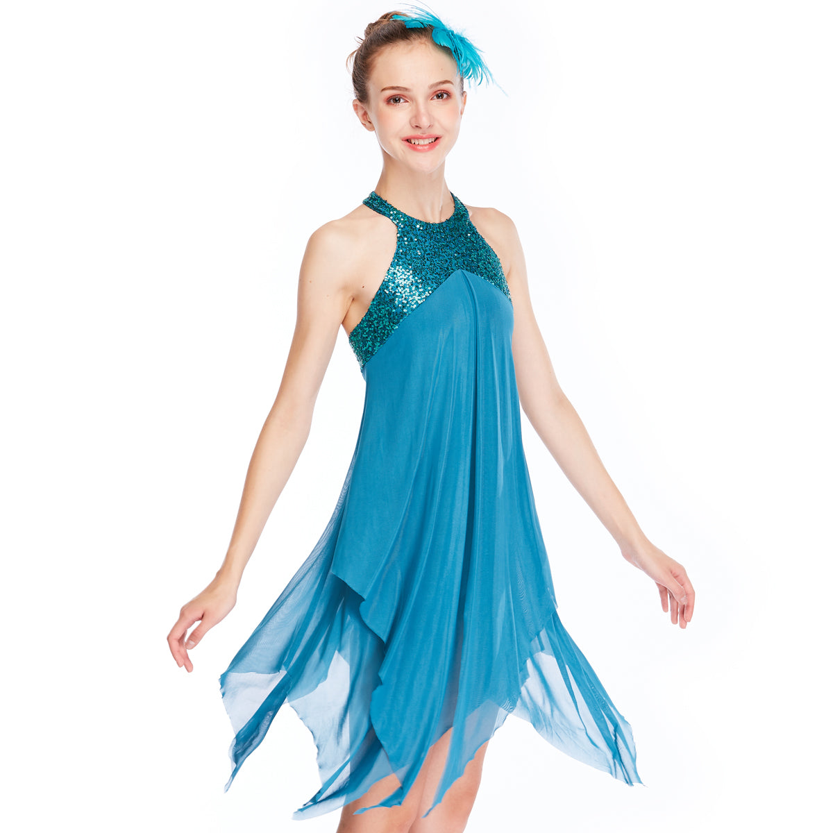 MiDee Sequin Turquoise Irregular Dance Dress Contemporary Lyrical Dance Costume Moder Ballet Dance Competition Performance Dance Wear MiDee Dance Costume MiDee Sequin Turquoise Irregular Dance Dress Contemporary Lyrical Dance Costume Moder Ballet Dance Competition Performance Dance Wear MiDee Dance Costume
