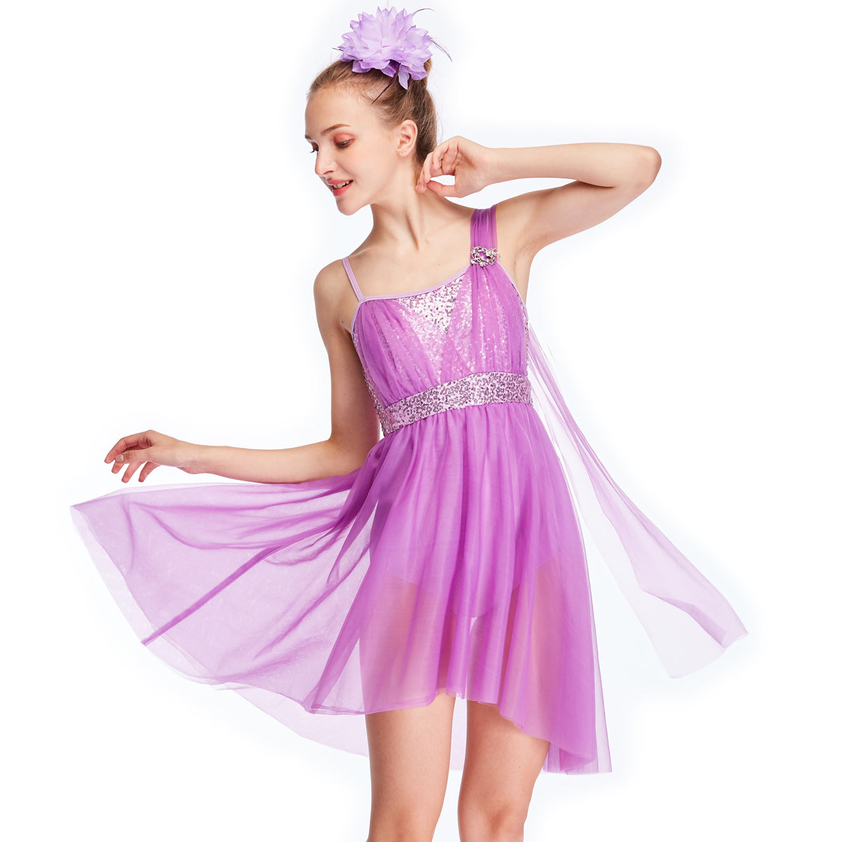 Purple Sequin Elegant Ballet Dress