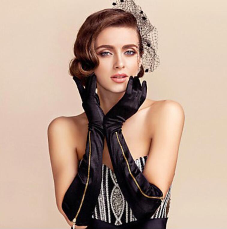 2022 Black Velvet Full Fingers Gloves Zipper With Gold Evening Dress Accessories Long Gloves MiDee Dance Costume 2022 Black Velvet Full Fingers Gloves Zipper With Gold Evening Dress Accessories Long Gloves MiDee Dance Costume