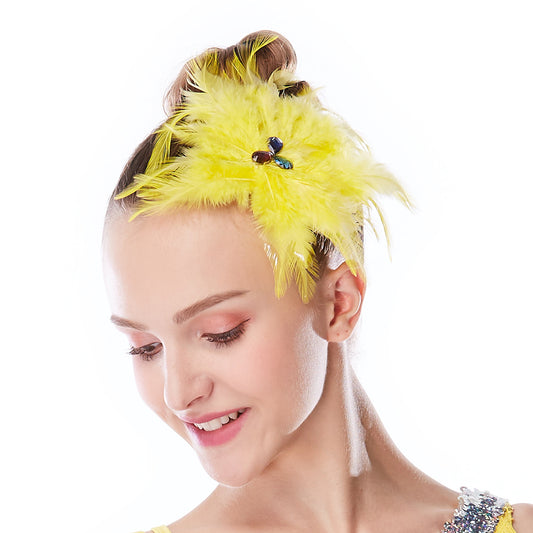 Round Feather Flower Hair Clip Headpieces