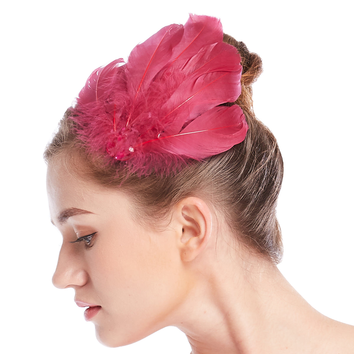 Umbrella Feather Hair Flower Clip
