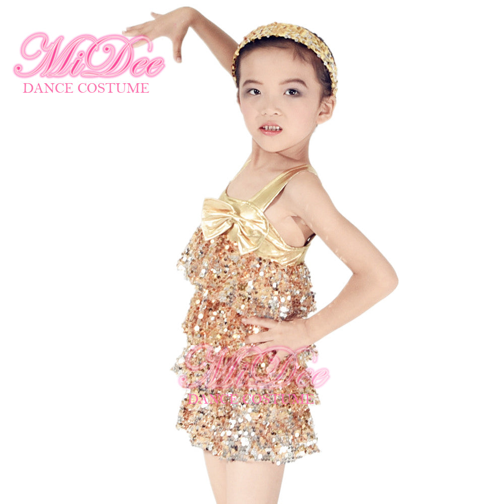 Gold Sequin Cake Dance Dress