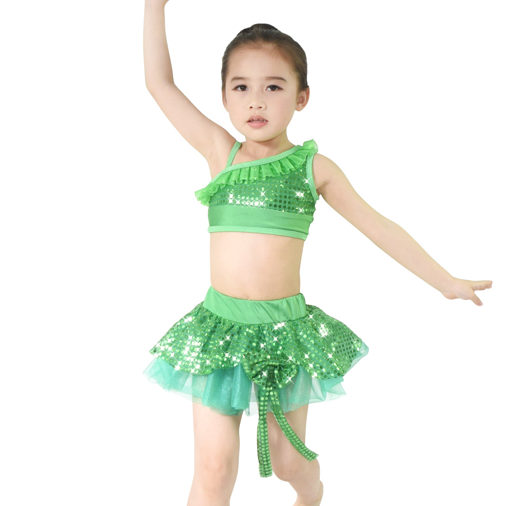 Girls Lovely Sequins Dance 2 Pcs Outfits