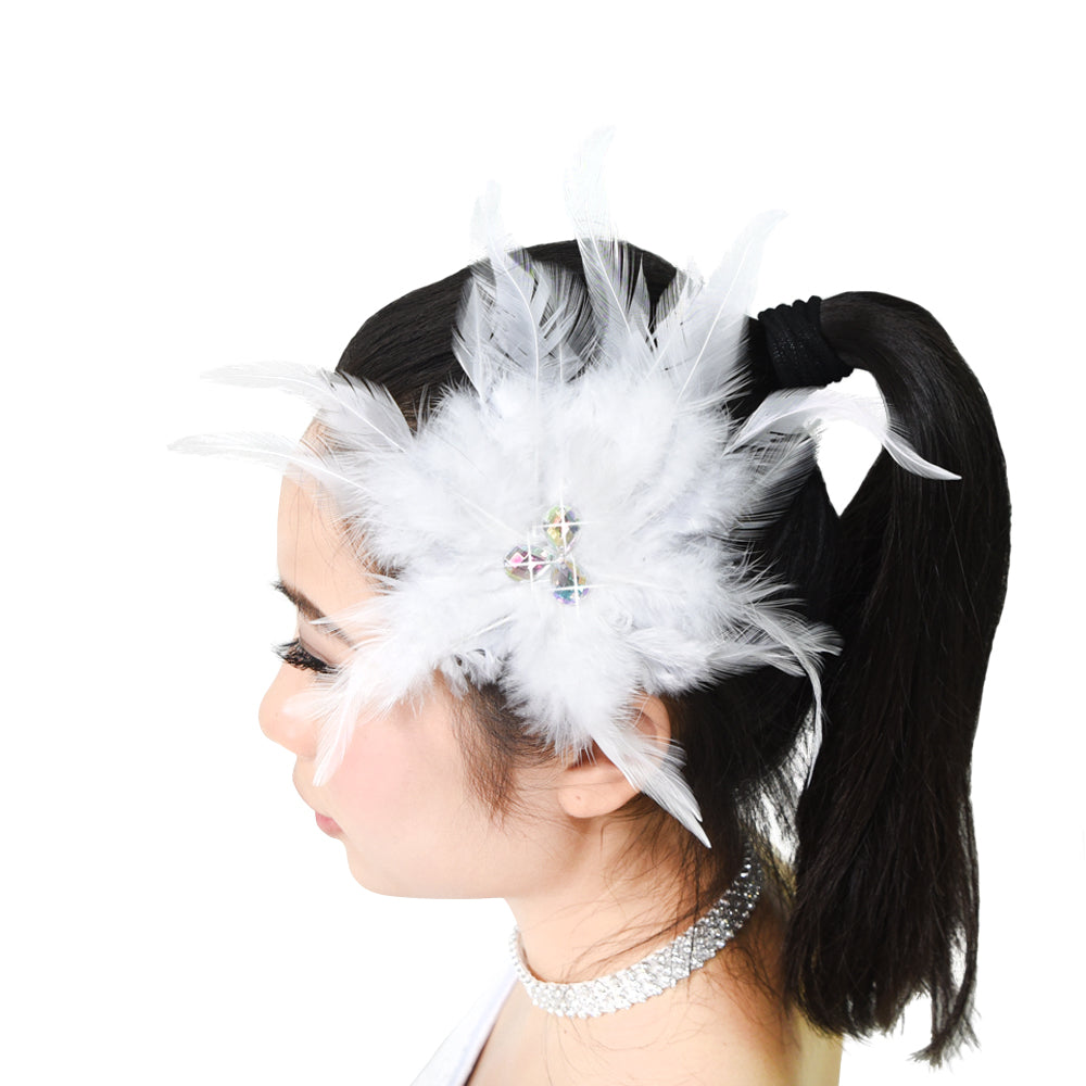 Round Feather Flower Hair Clip Headpieces