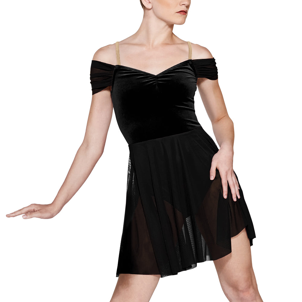 MiDee Velvet Dance Dress For Girl Women Modern Ballet Dance Wear Elegant  Medium Length Contemporary Lyrical Stage Dance Costum Competition  Performance Dance Outfits – MiDee Dance Costume