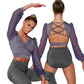 Backless V neck Top Puff Long Sleeves