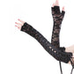 Black Floral Lace Half Fingers Gloves Lace-up