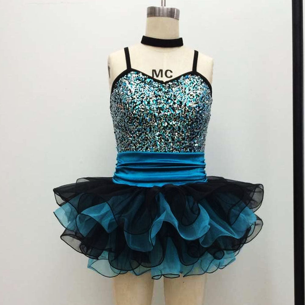 Two Tone Sequin Blue Dance Skirt