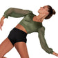 Backless V neck Top Puff Long Sleeves