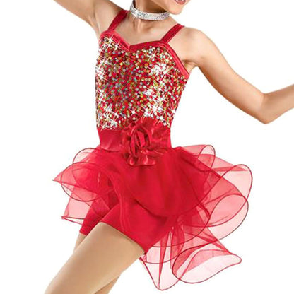 Red Sequin High Low Tutu Dress