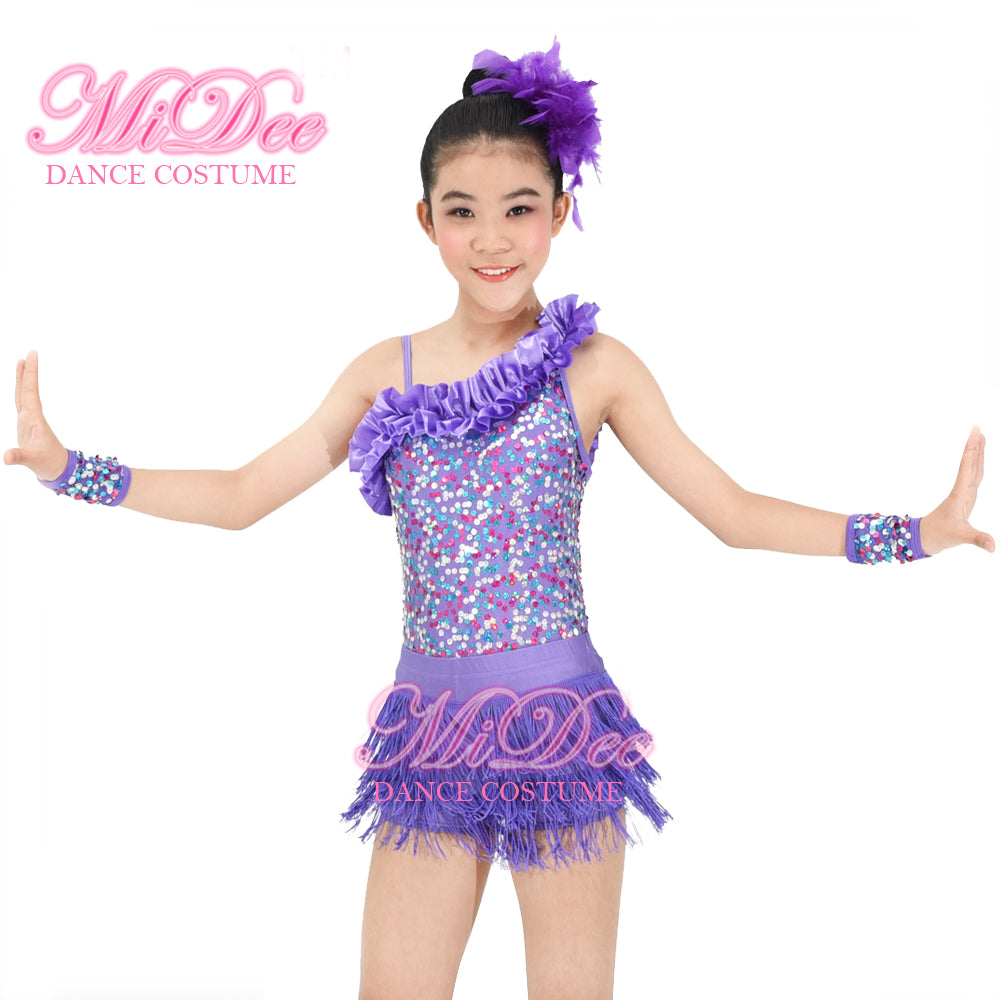 Colorful Sequin Tassels Latin Dance Dress