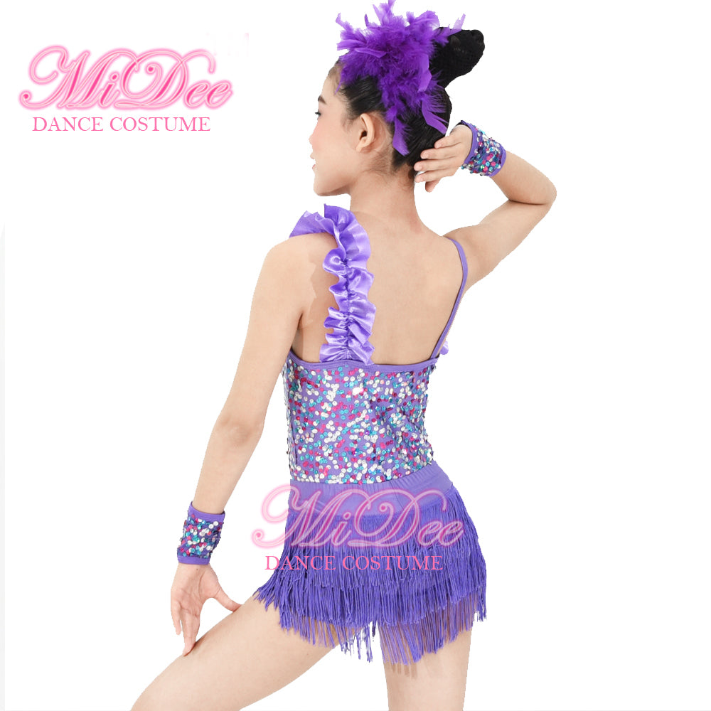 Colorful Sequin Tassels Latin Dance Dress
