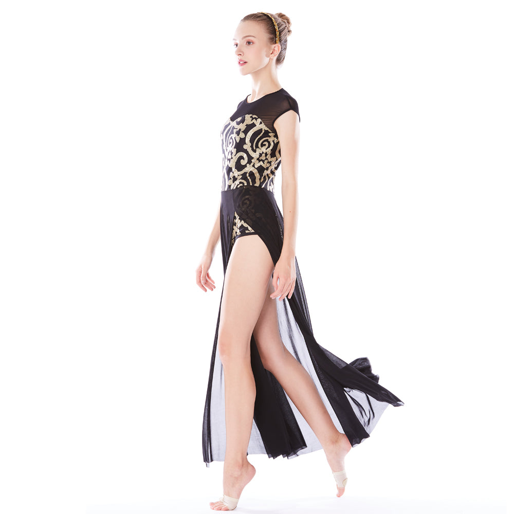 Matte Gold Sequin Lyrical Dance Dress
