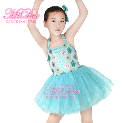 Colorful Floral Sequins Dance Dress Mint Green