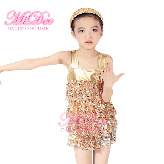 Gold Sequin Cake Dance Dress