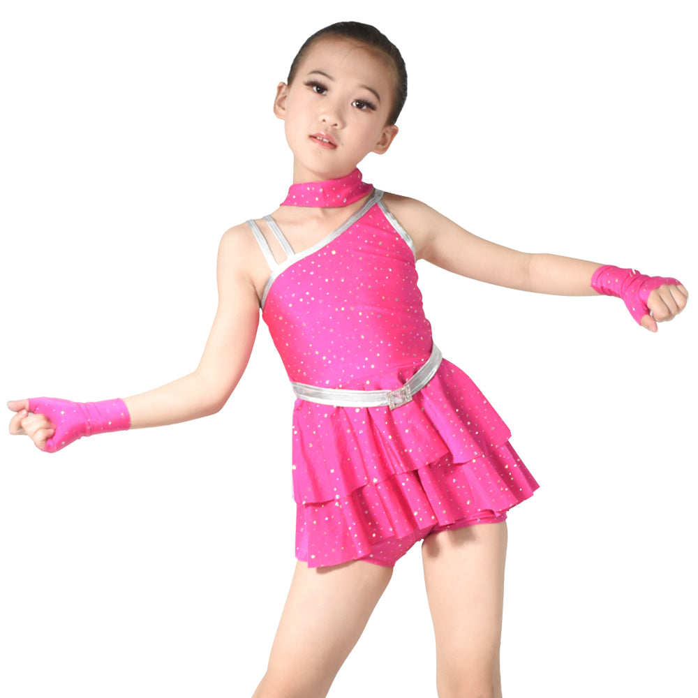 Silver Dot Jazz Dance Leotards Dress