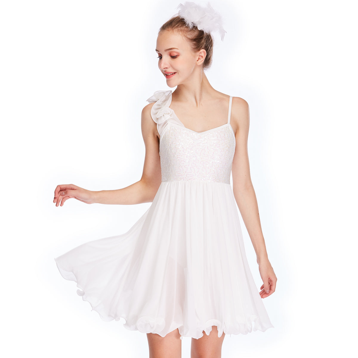 White Ruffle Lyrical Dance Dress