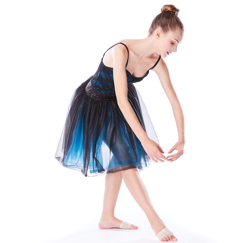Blue Tutu Ballet Dress For Girl Women Sequin Shiny Mesh Contemporary Lyrical Dress Lace Modern Competition Performance Dance Costumes – MiDee Dance Costume