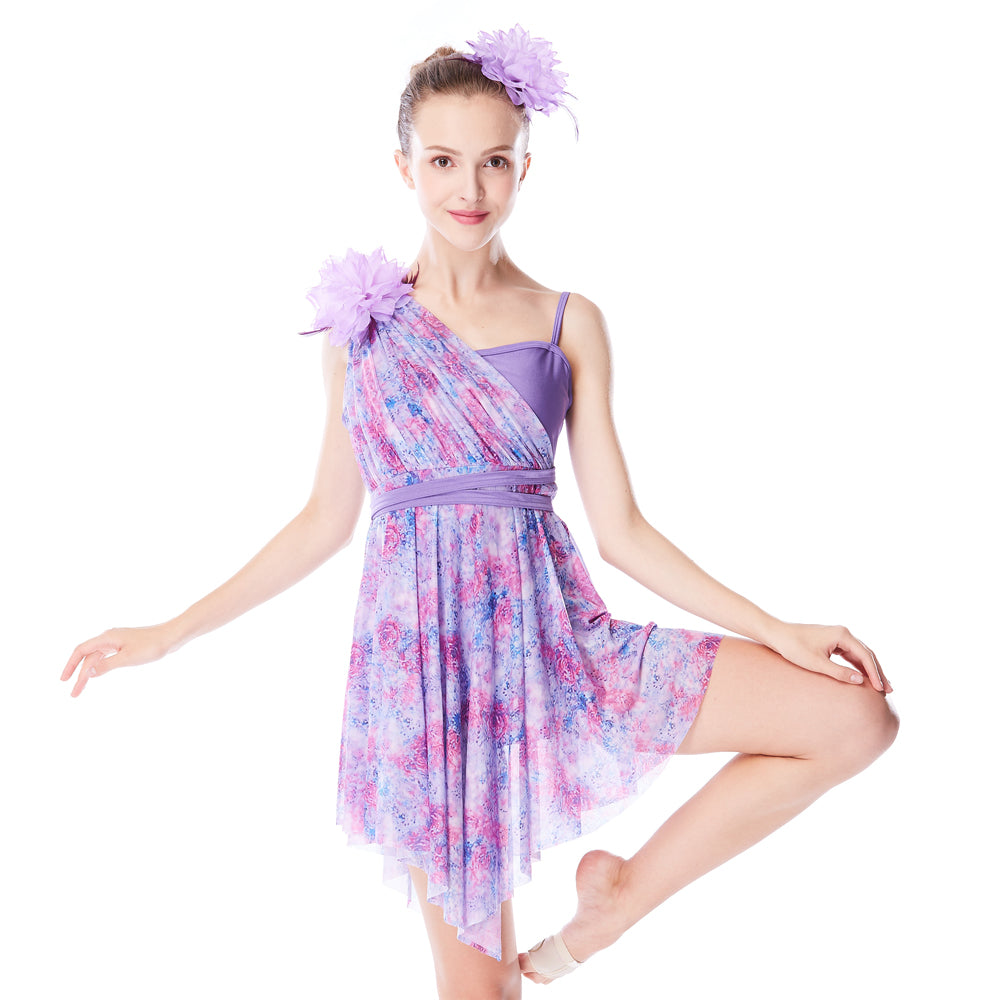 Purple Floral Lyrical Dance Dress