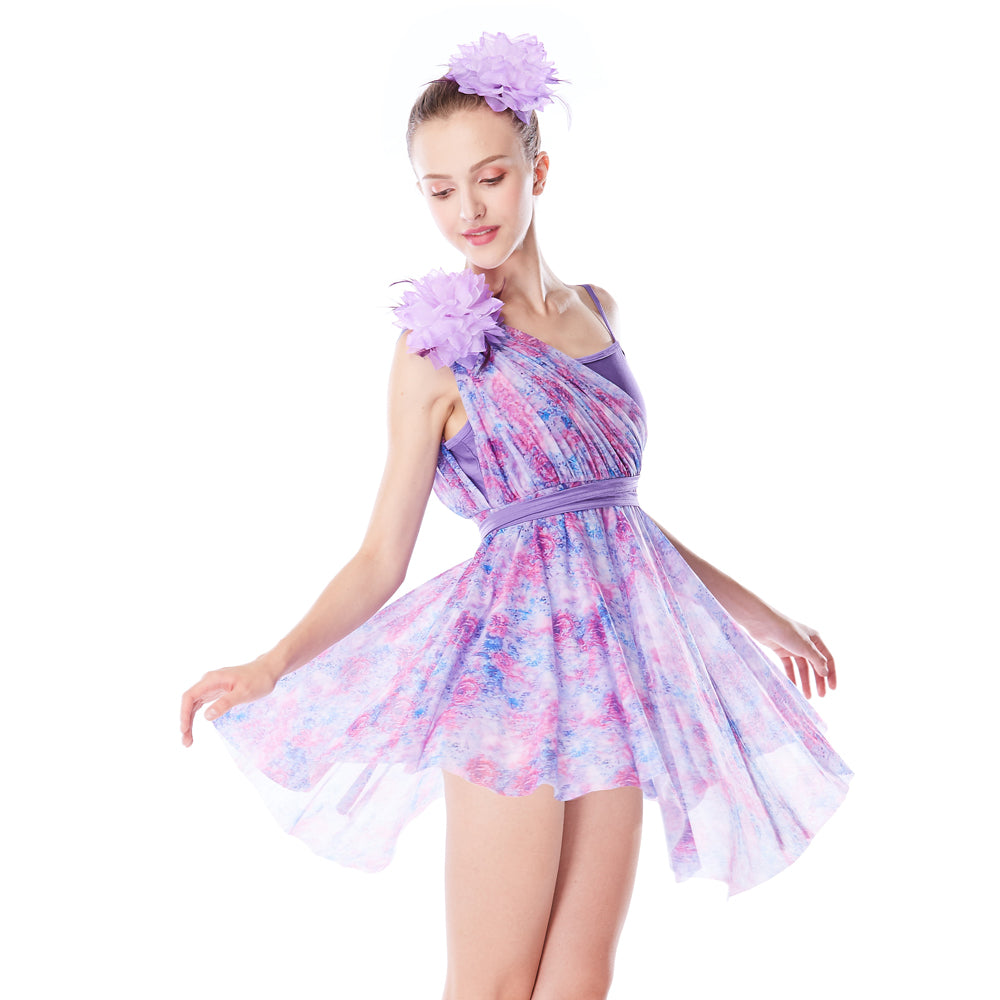 Purple Floral Lyrical Dance Dress