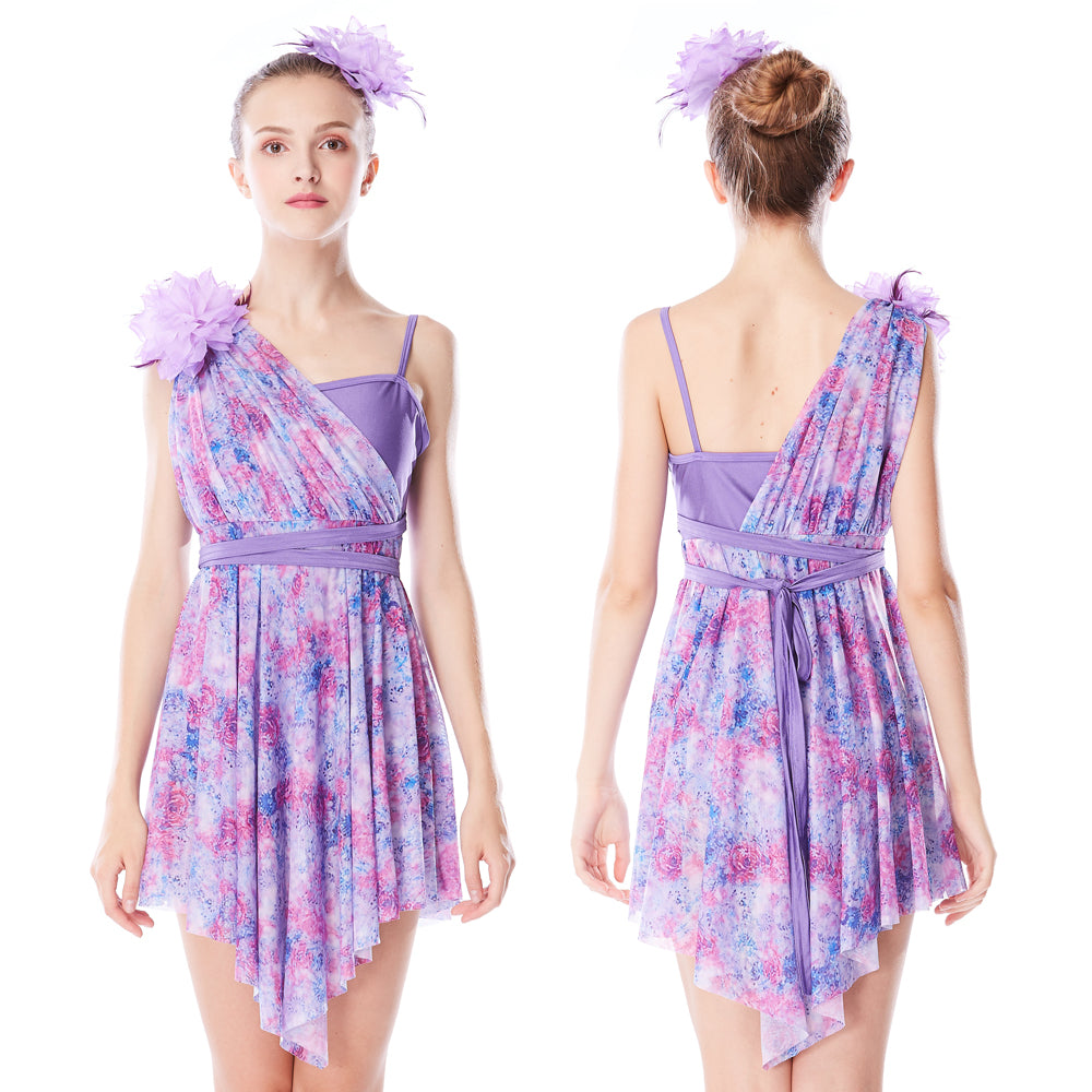 Purple Floral Lyrical Dance Dress