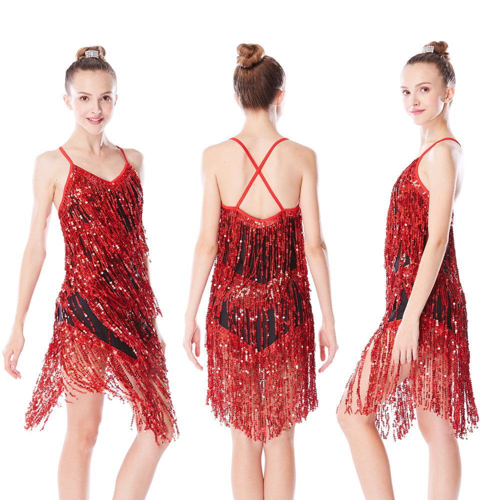 Sequin Tassels Latin Dance Dresses