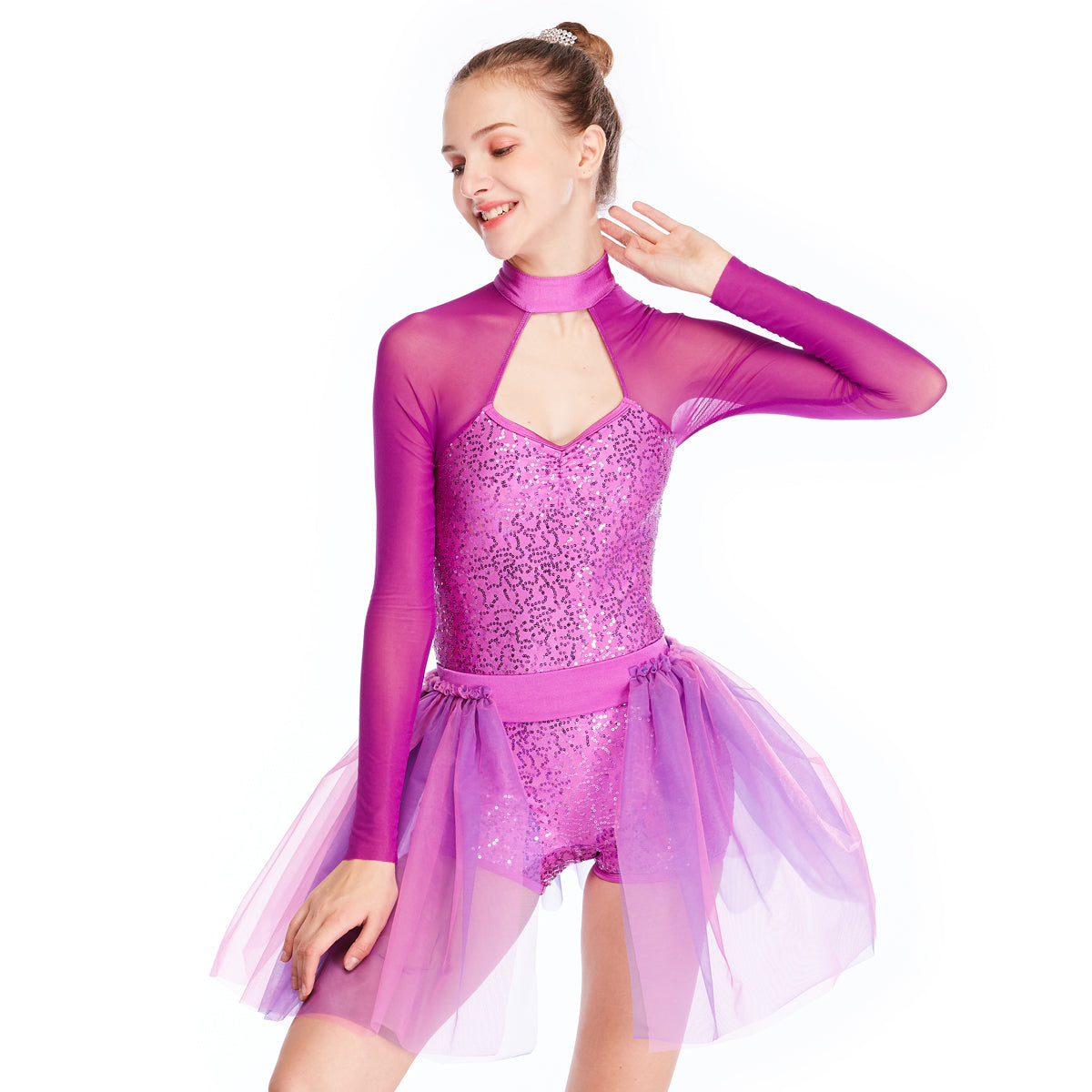 Girls Ballet Leotard With Attached Skirt – Gymnastics Dance Costume For Lyrical & Ballerina