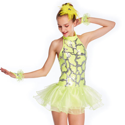 Yellow Strapless A Neck Tutu Dress