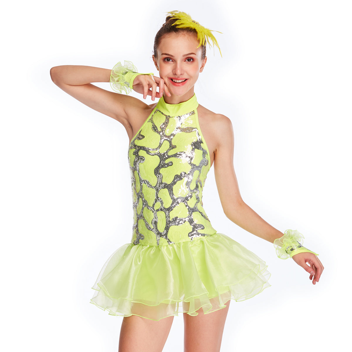 Yellow Strapless A Neck Tutu Dress