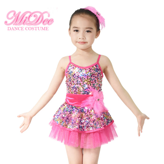 Pink Colorful Sequin Dance Dress Outfit