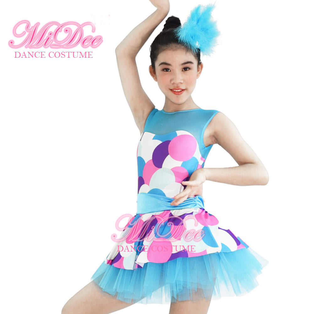 Colorful Contrast Blue Dance Dress