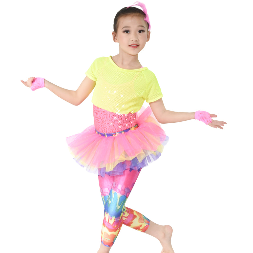 Colorful Hip-Hop Dance Costume Girls Performance Outfits