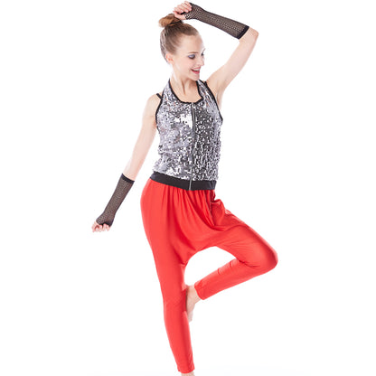 Silver Sequins Hip Hop Street Dance Outfits