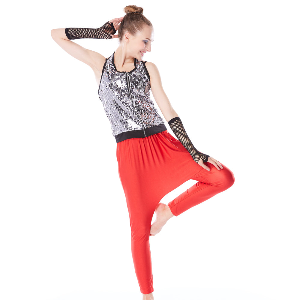 Silver Sequins Hip Hop Street Dance Outfits
