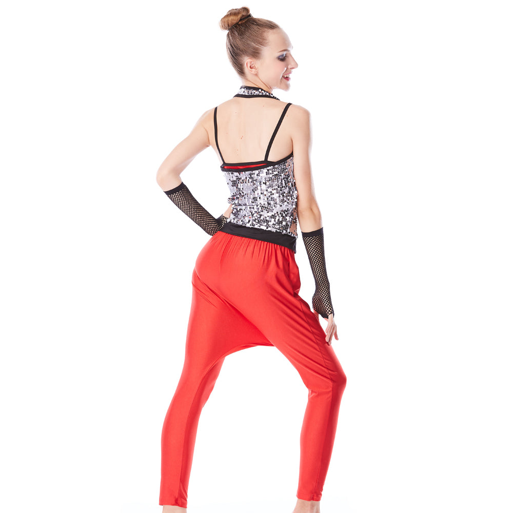 Silver Sequins Hip Hop Street Dance Outfits